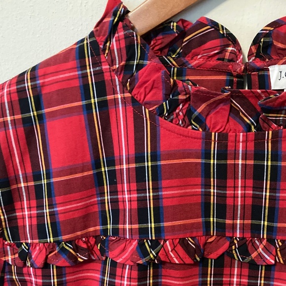 J. Crew Vibrant Plaid Ruffle Top Size L NWT - Picture 3 of 9